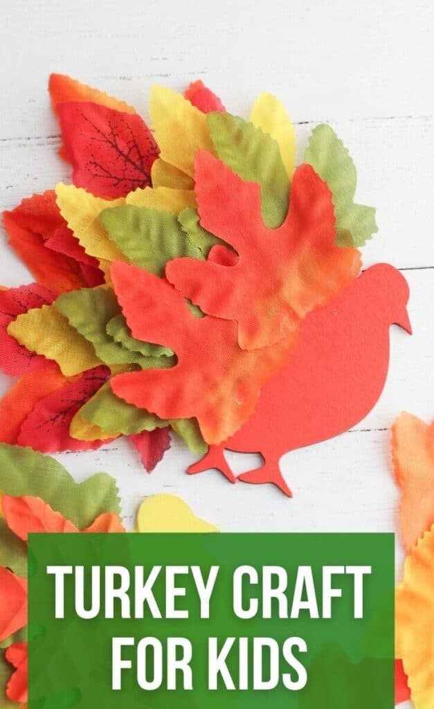 Easy Turkey Leaf Craft for Kids Made with Fall Leaves