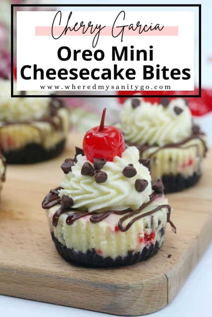 Oreo Mini Cheesecake Bites with Cherries and a Chocolate Ganache