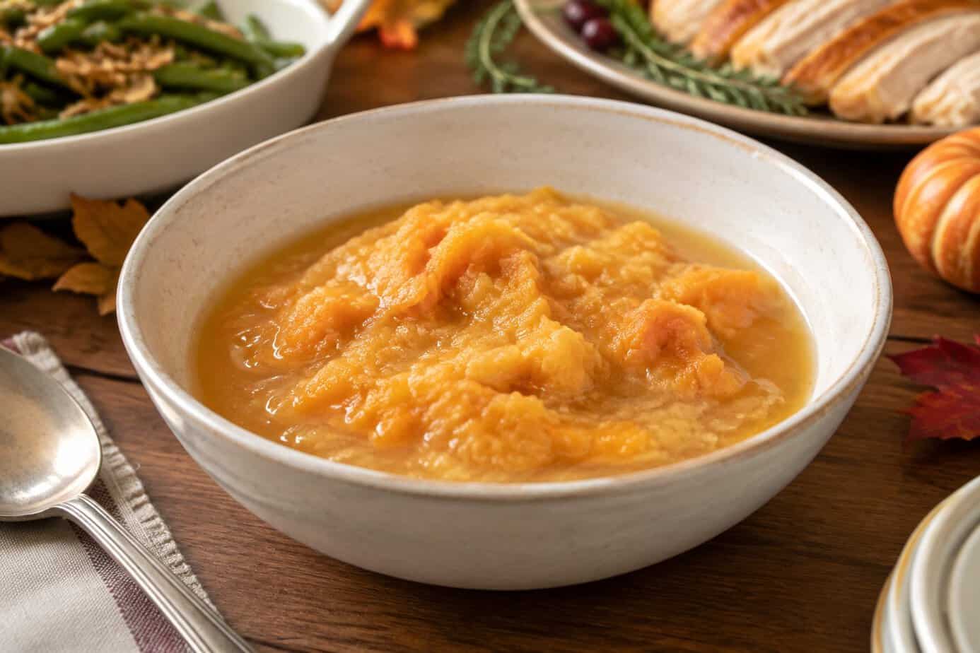 A bowl of watery mashed squash