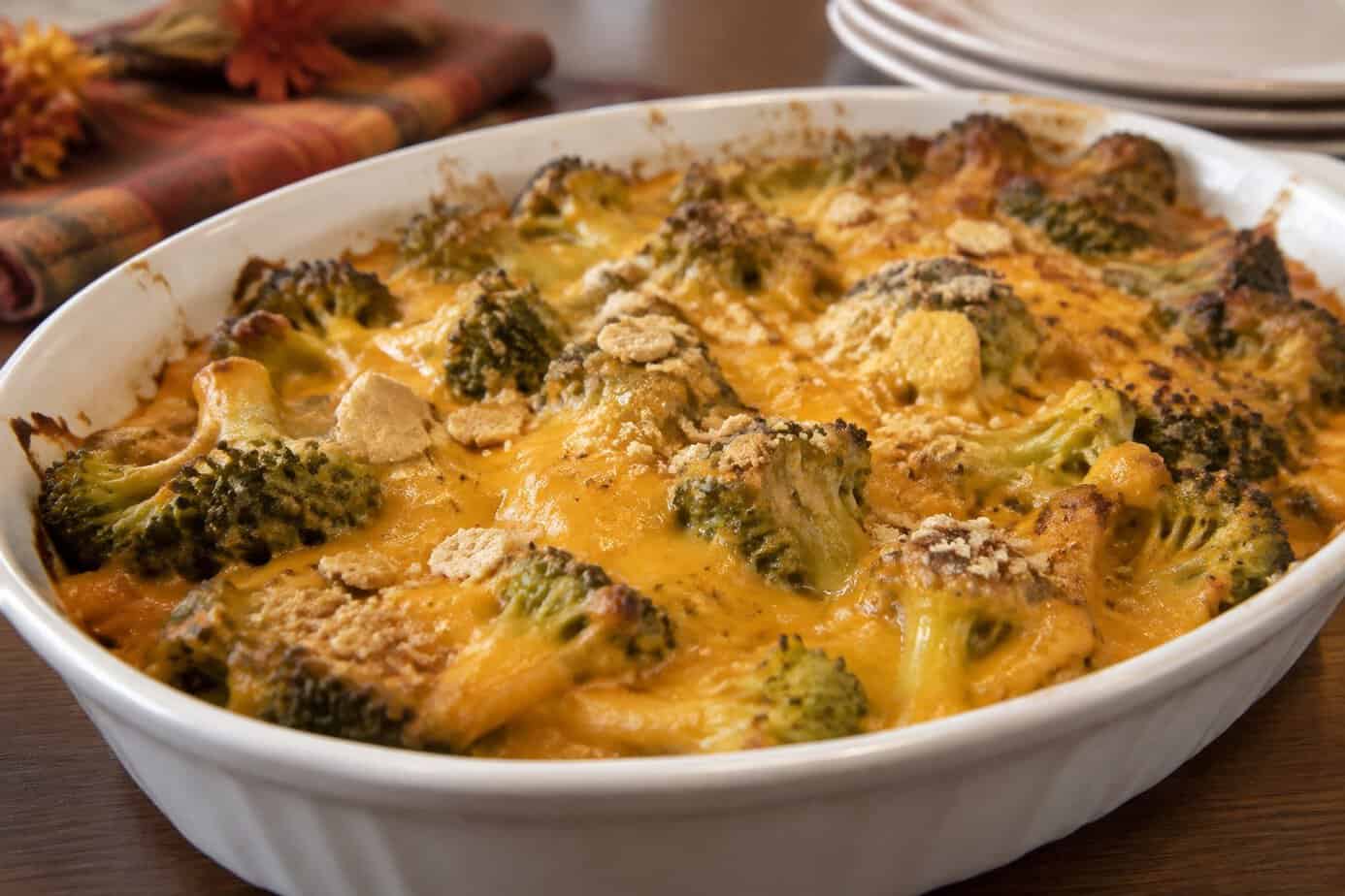 Broccoli casserole with melted cheese