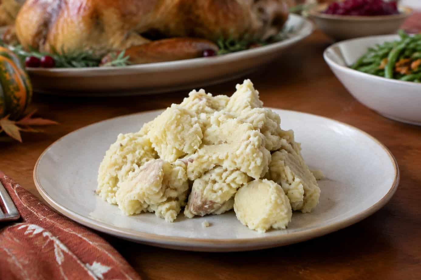 Lumpy mashed potatoes on a plate