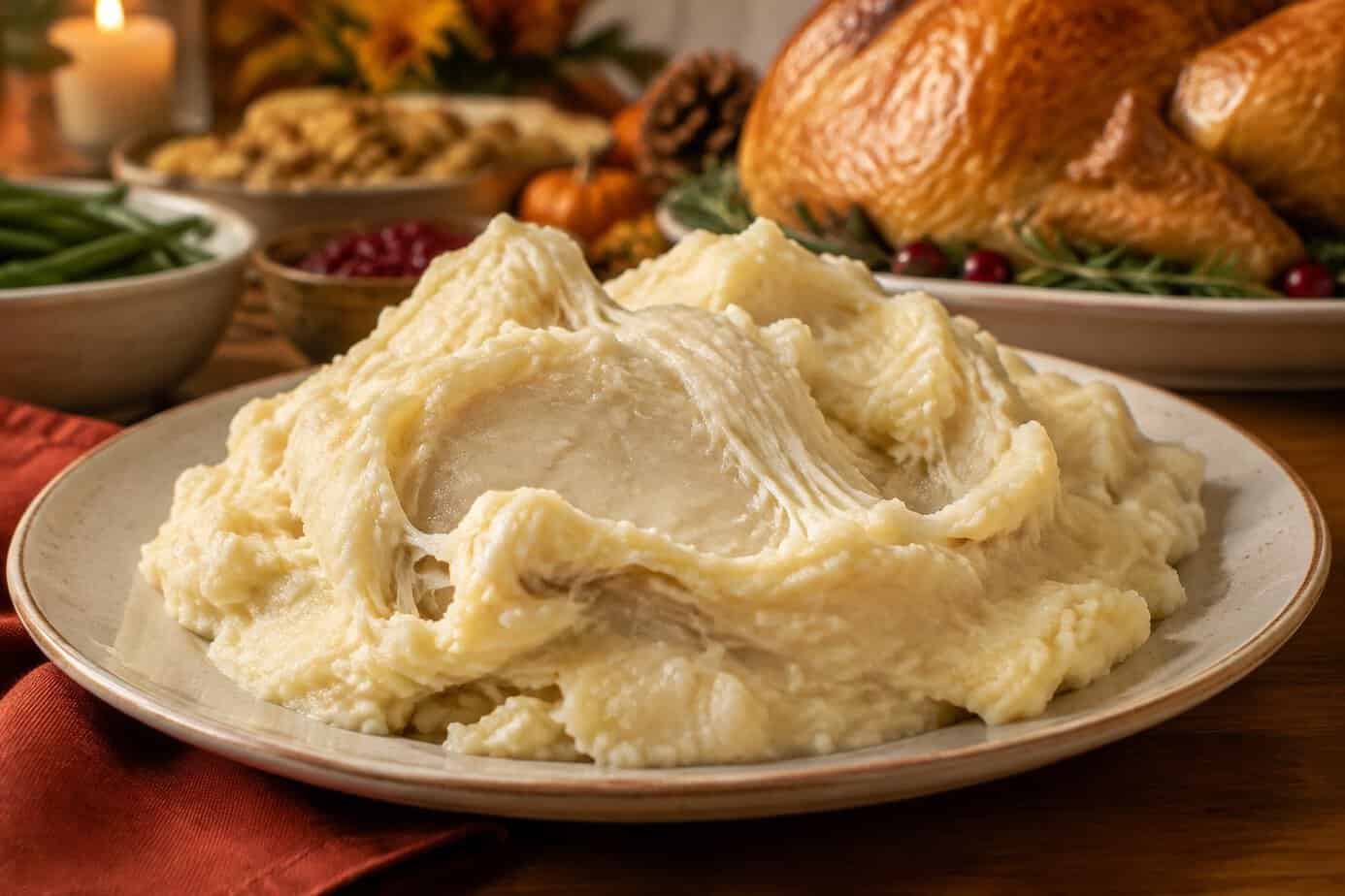A bowl of gluey mashed potatoes
