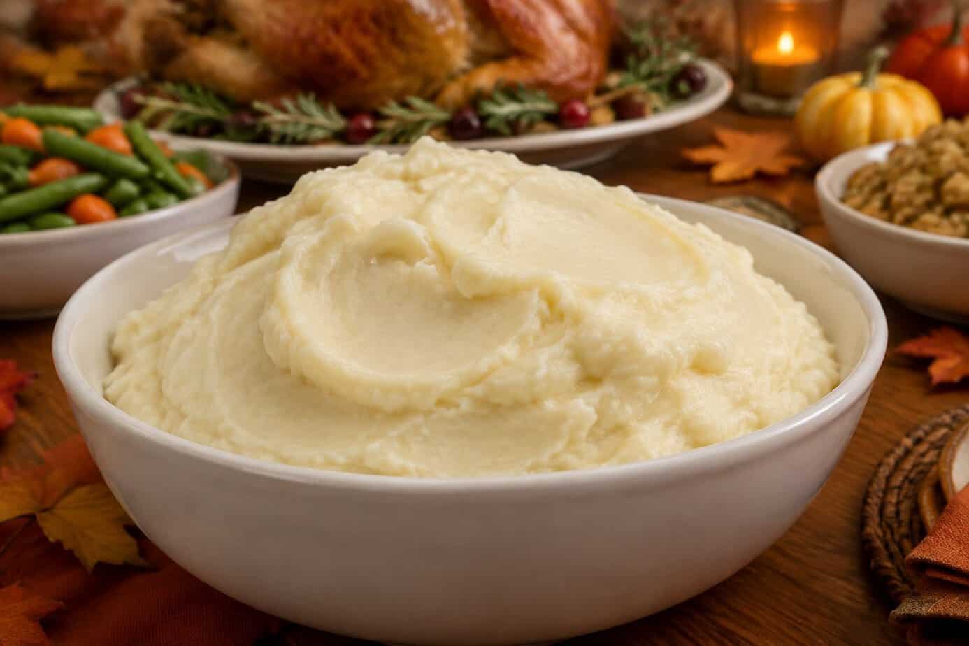 A bowl of instant mashed potatoes